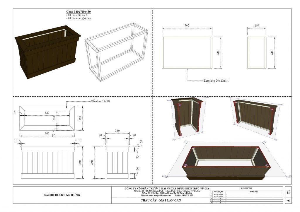 Chậu chữ nhật 340x760x450